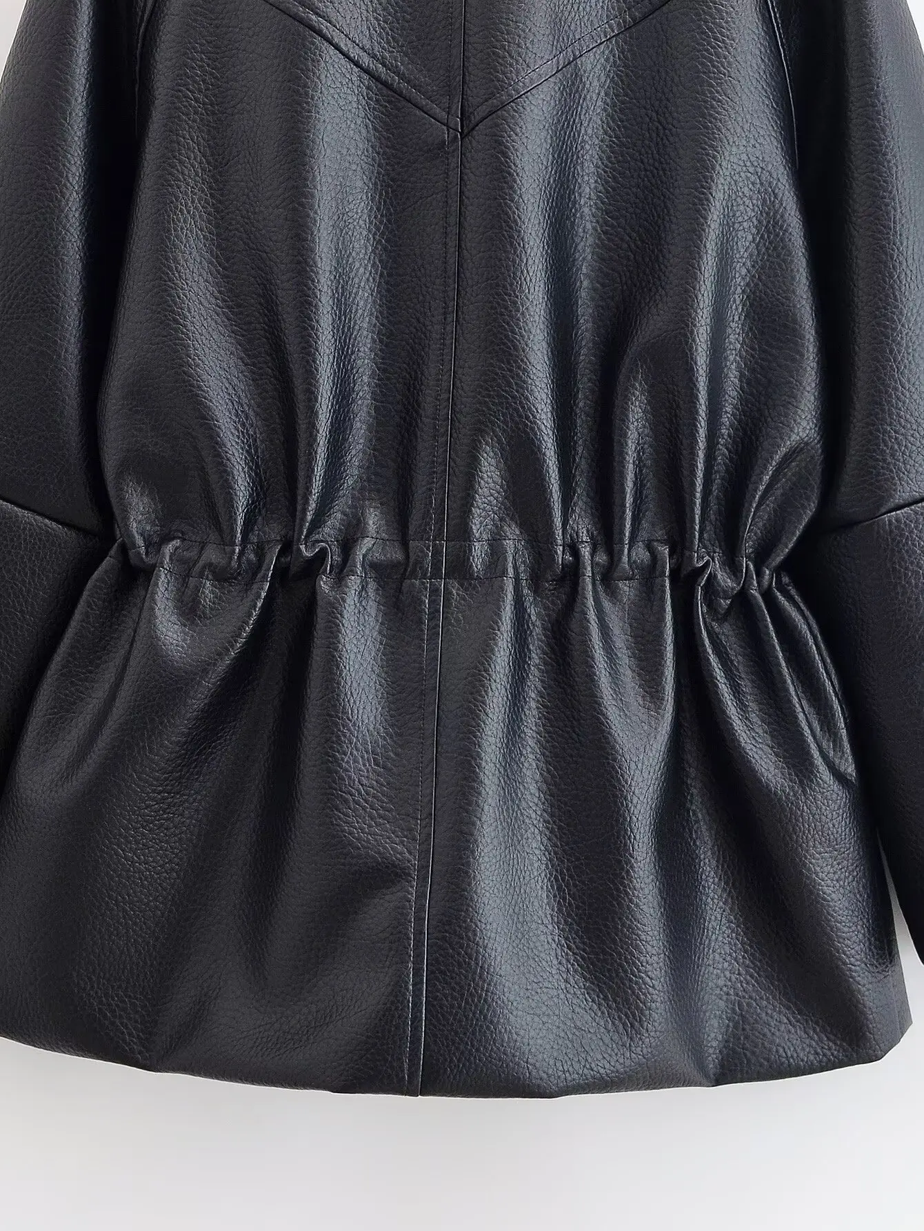 TFAFXY Women Leather Jacket Black Long Sleeve Zippers Pocket Stand Collar Female Coat 2026 Spring Autumn Lady New Outwear Y2K