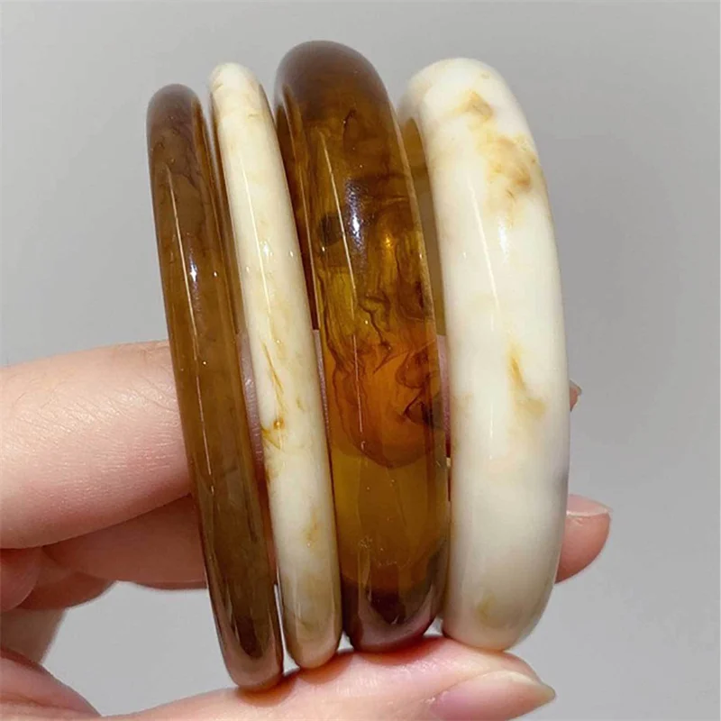 2025 Acrylic Resin Geometric Bracelets for Women Minimalist Chic Irregular Marbling Round Cuff Bangle Fashion Party Jewelry Gift