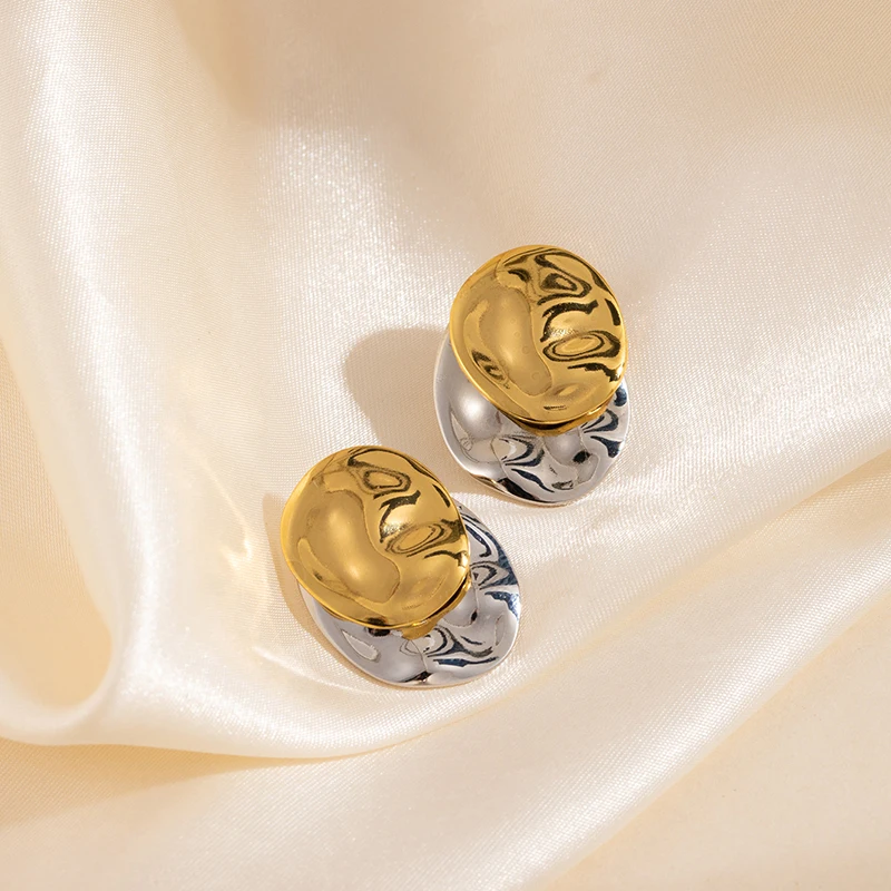 ANENJERY 316L Stainless Steel Heart Geometry Lines Bowknot Pearl Earrings For Women Luxury Vintage French Jewelry Gift Wholesale
