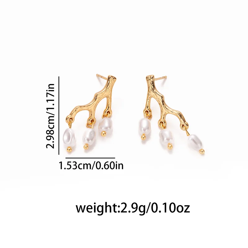 ANENJERY 316L Stainless Steel Heart Geometry Lines Bowknot Pearl Earrings For Women Luxury Vintage French Jewelry Gift Wholesale