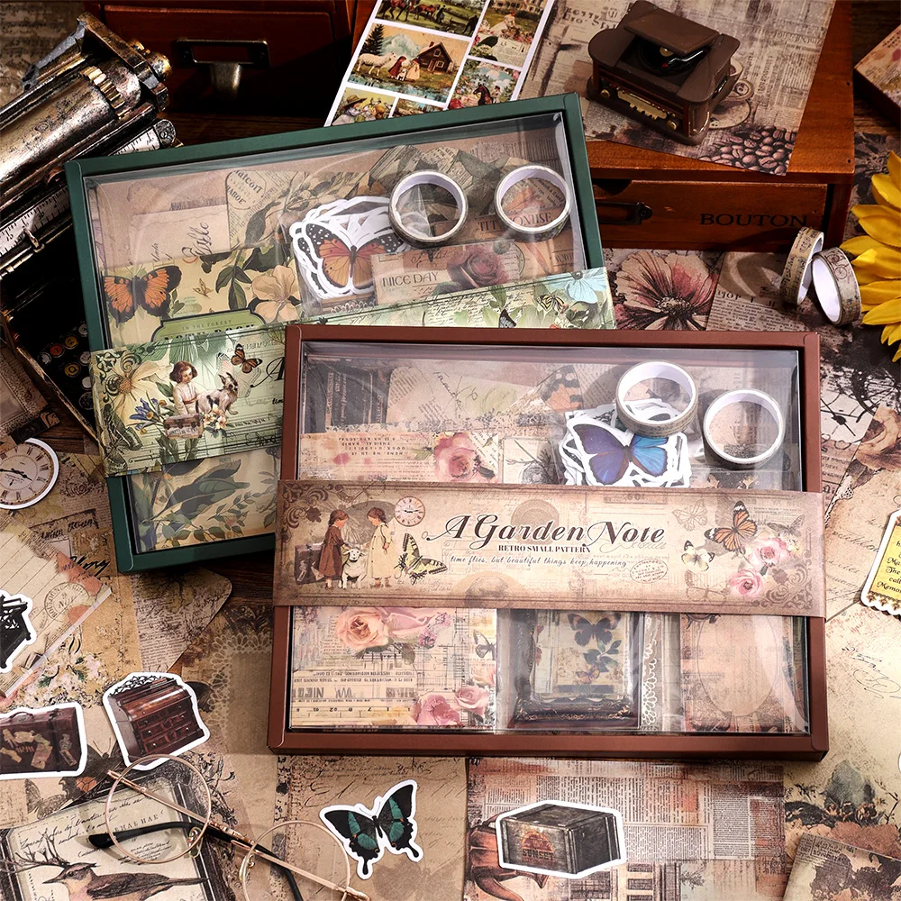 201 Pcs Vintage Aesthetic Scrapbook Paper Set Bullet Junk Journal Kit With Scrapbook Paper Tape DIY Materials For Journaling