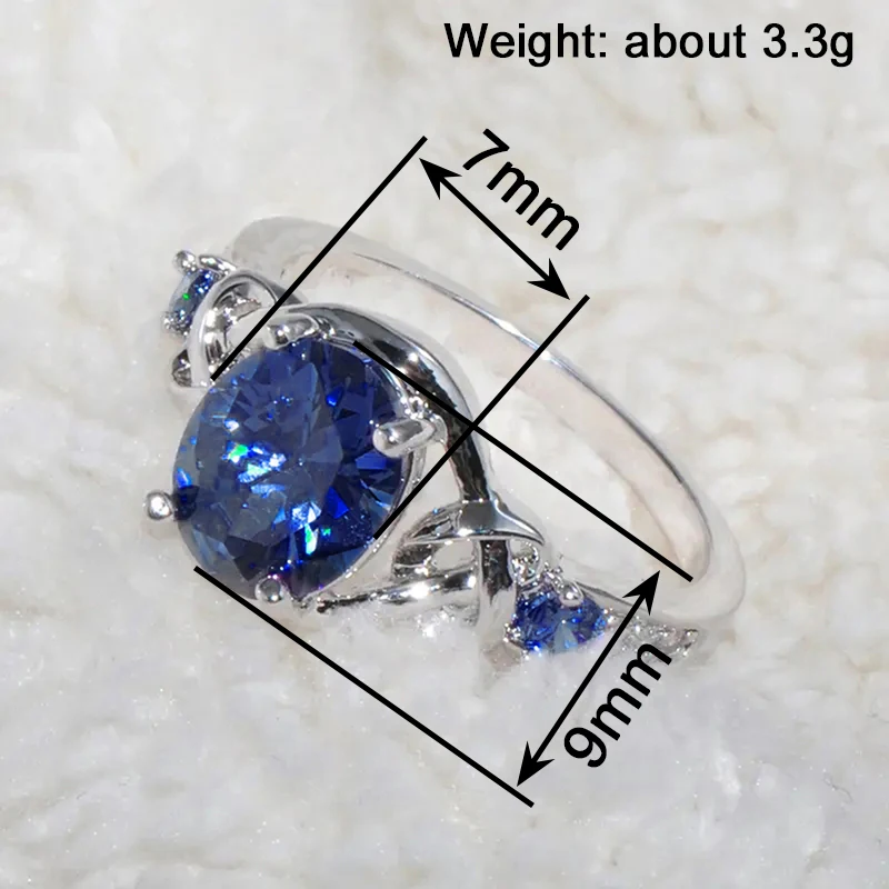 Huitan Graceful Rings with Blue/Purple CZ Noble Gentle Creative Engagement Jewelry for Women Delicate Fashion Finger Accessories