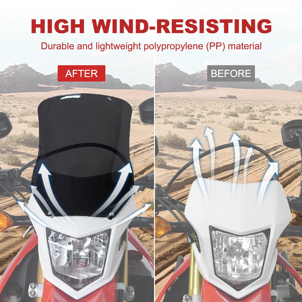 For Suzuki DR650 DRZ400S DRZ400SM Honda CRF250L Yamaha WR450F Motorcycle Windscreens Deflectors Windshield Deflector Protector