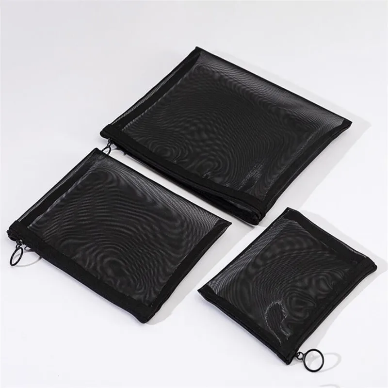 1PCS Women Men Necessary Cosmetic Bag Transparent Travel Organizer Fashion Small Large Black Toiletry Bags Makeup Pouch