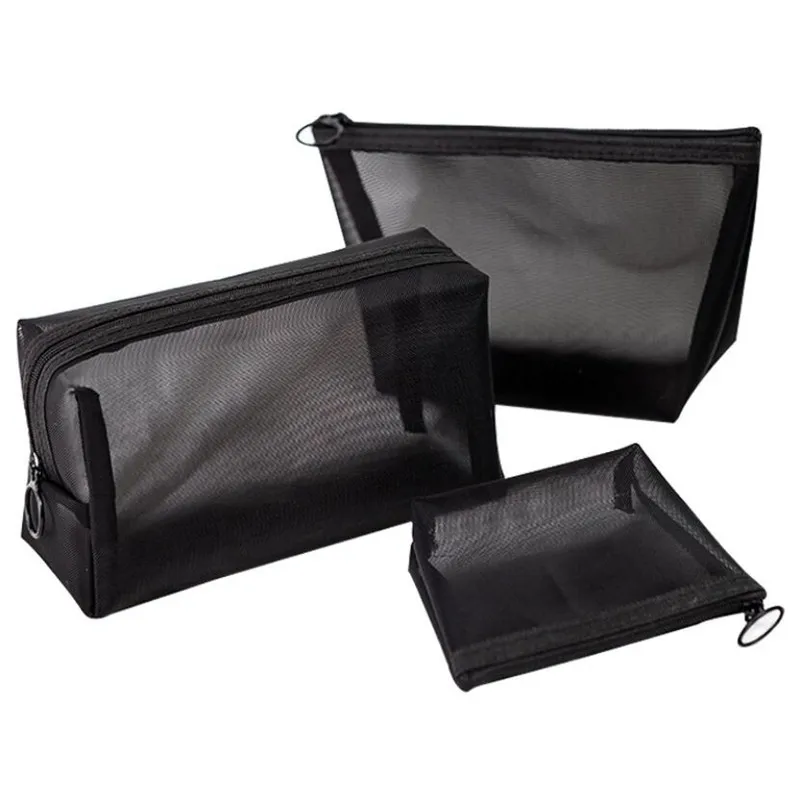 1PCS Women Men Necessary Cosmetic Bag Transparent Travel Organizer Fashion Small Large Black Toiletry Bags Makeup Pouch