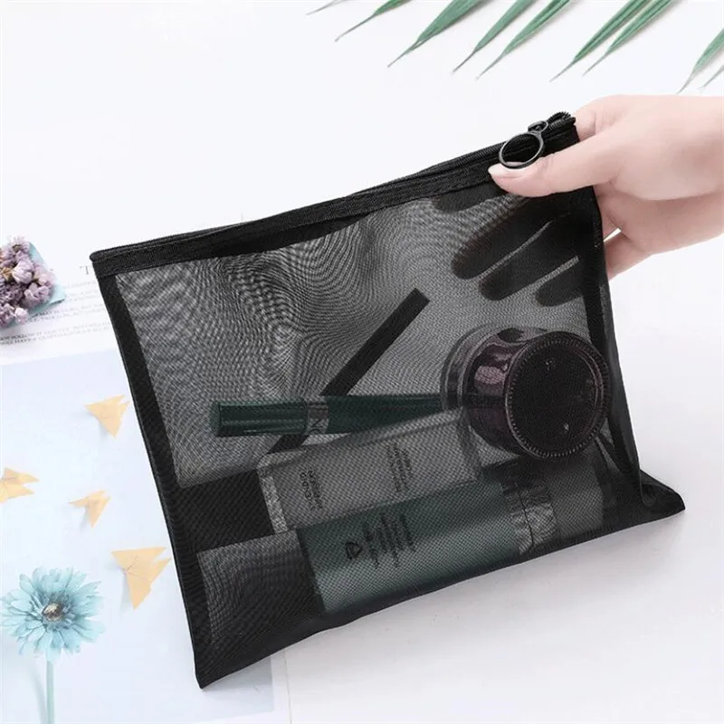 1PCS Women Men Necessary Cosmetic Bag Transparent Travel Organizer Fashion Small Large Black Toiletry Bags Makeup Pouch