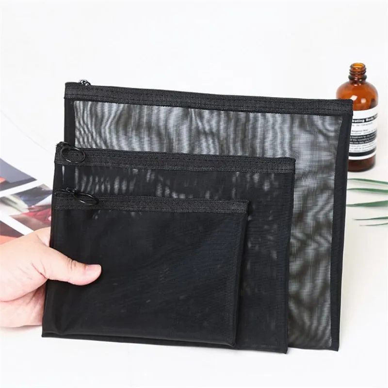 1PCS Women Men Necessary Cosmetic Bag Transparent Travel Organizer Fashion Small Large Black Toiletry Bags Makeup Pouch