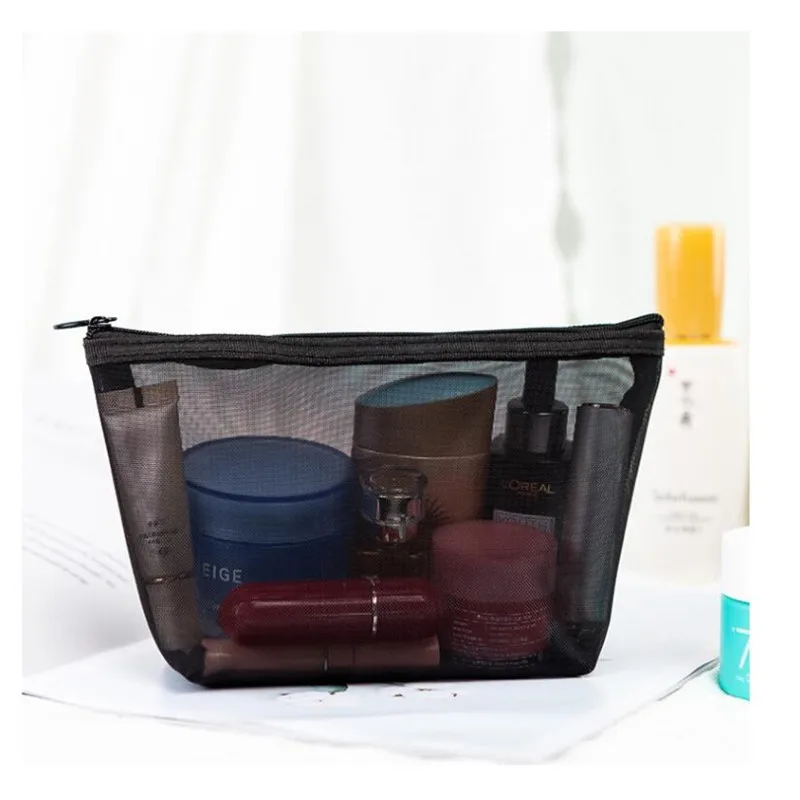 1PCS Women Men Necessary Cosmetic Bag Transparent Travel Organizer Fashion Small Large Black Toiletry Bags Makeup Pouch
