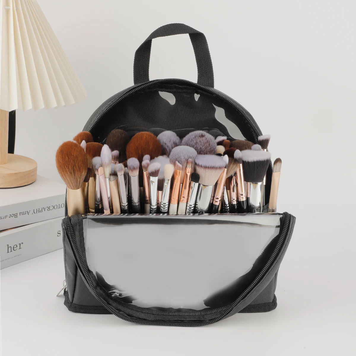 1 Pcs New Niche Makeup Bag Large Capacity Makeup Brush Storage Can Be Diagonal Cross Zipper Bag Portable Simple Wash Storage Bag