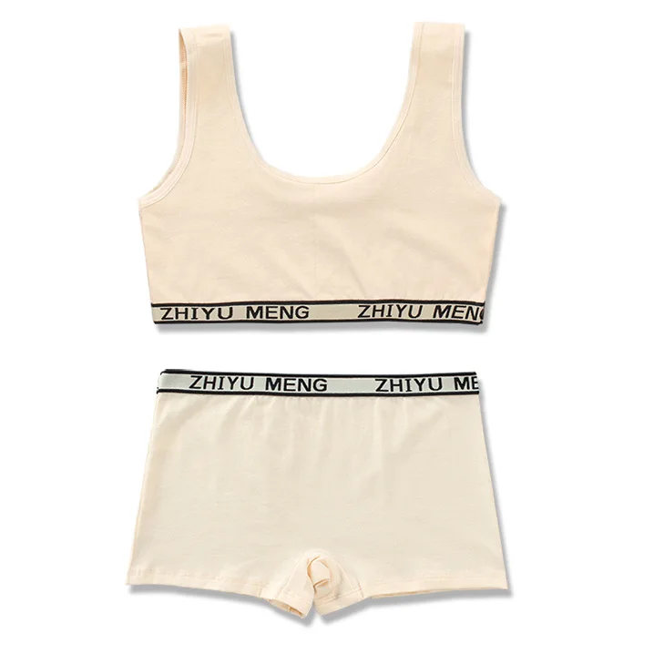 Teenager Girls Lingerie Underwear Sets Kids Students Sports Training Bras Vest+Panties Young Children Puberty Brassiere Panties