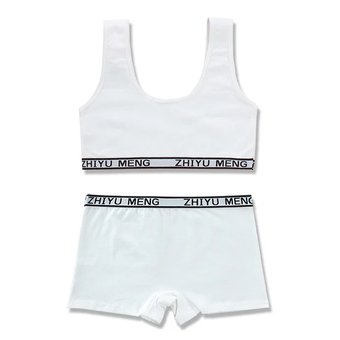 Teenager Girls Lingerie Underwear Sets Kids Students Sports Training Bras Vest+Panties Young Children Puberty Brassiere Panties
