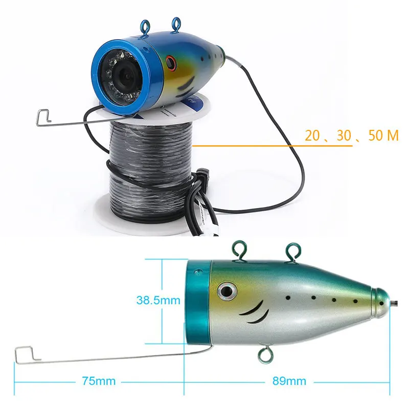 MAOTEWANG 7inch Fishfinder Underwater Fishing Camera Double Lamp 30LEDs 15M 30M 50M Waterproof For ICE/Sea/River Fishing