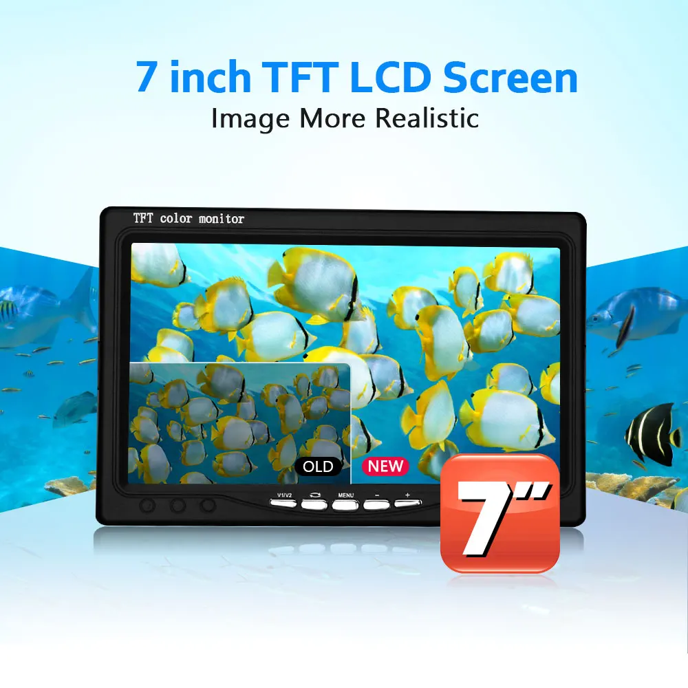 MAOTEWANG 7inch Fishfinder Underwater Fishing Camera Double Lamp 30LEDs 15M 30M 50M Waterproof For ICE/Sea/River Fishing