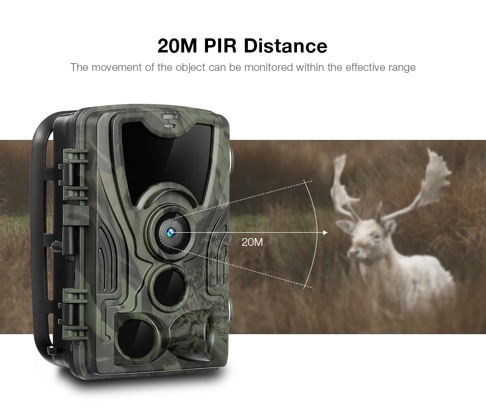 Suntekcam Hunting Camera 20MP 1080P IP65 Night Vision Trail Cameras Waterproof Wildlife Photo Trap Surveillance Cams HC801A