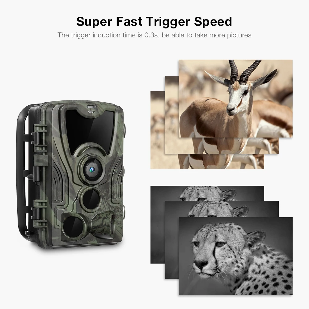 Suntekcam Hunting Camera 20MP 1080P IP65 Night Vision Trail Cameras Waterproof Wildlife Photo Trap Surveillance Cams HC801A