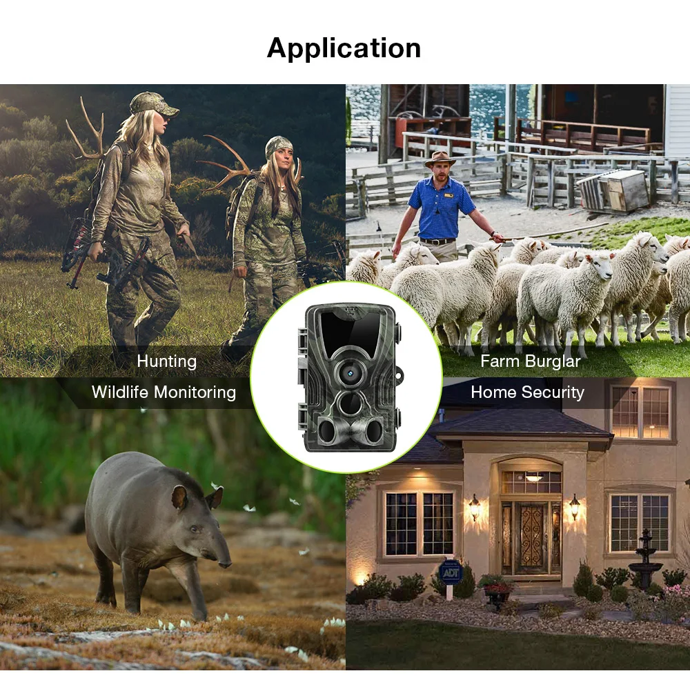 Suntekcam Hunting Camera 20MP 1080P IP65 Night Vision Trail Cameras Waterproof Wildlife Photo Trap Surveillance Cams HC801A