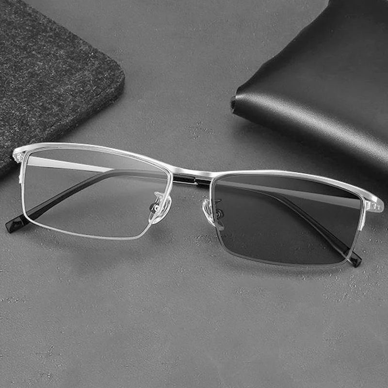 Trendy Men's Business Photochromic Myopia Sunglasses Unisex Fashion Anti-blue Light Near Sight Eyewear Minus Diopter Eyeglasses
