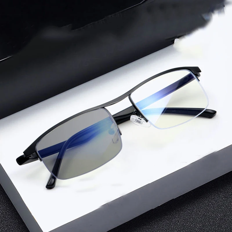 Trendy Men's Business Photochromic Myopia Sunglasses Unisex Fashion Anti-blue Light Near Sight Eyewear Minus Diopter Eyeglasses