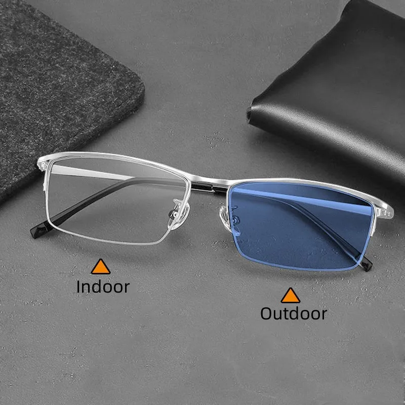Trendy Men's Business Photochromic Myopia Sunglasses Unisex Fashion Anti-blue Light Near Sight Eyewear Minus Diopter Eyeglasses