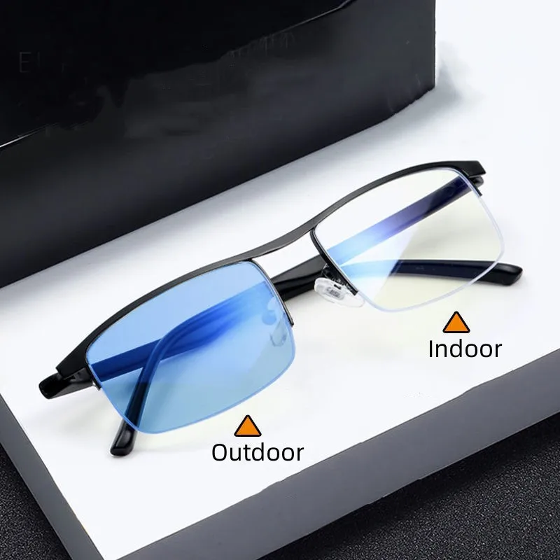 Trendy Men's Business Photochromic Myopia Sunglasses Unisex Fashion Anti-blue Light Near Sight Eyewear Minus Diopter Eyeglasses