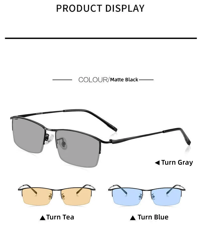 Trendy Men's Business Photochromic Myopia Sunglasses Unisex Fashion Anti-blue Light Near Sight Eyewear Minus Diopter Eyeglasses