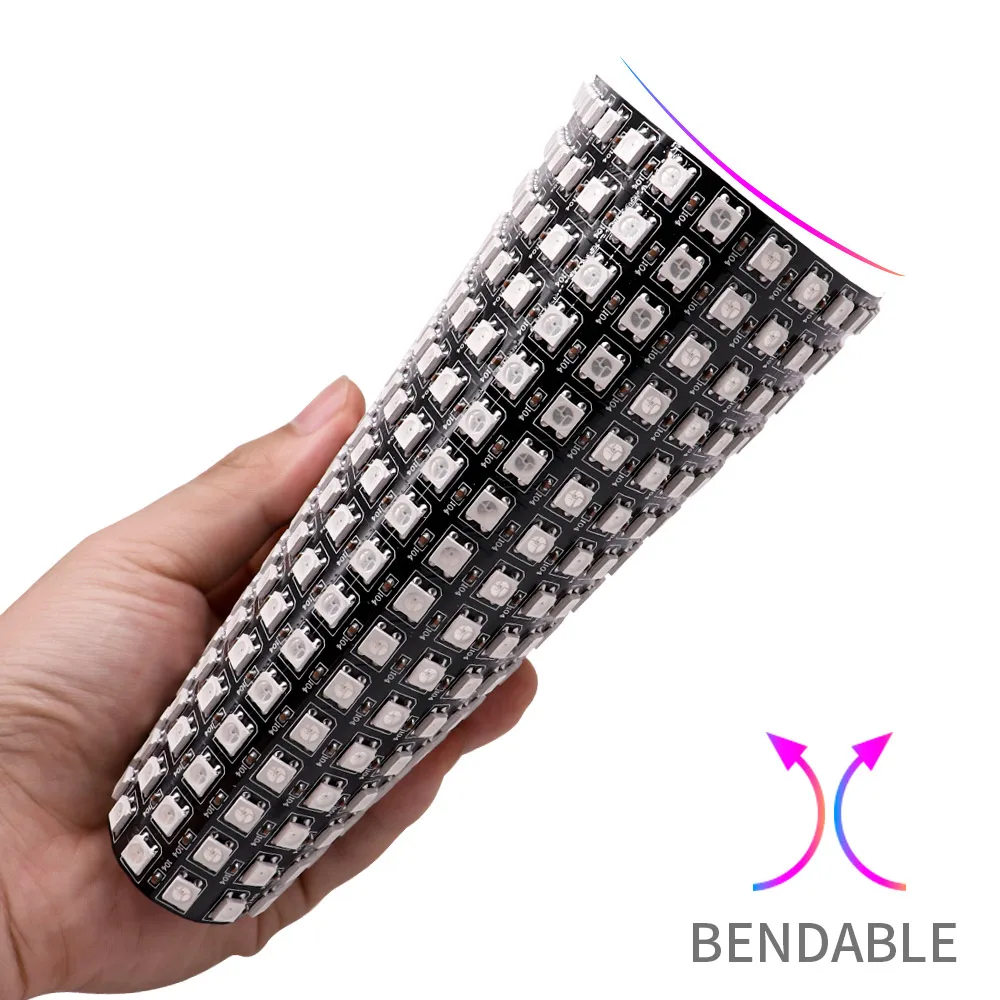 1-10Pcs WS2812B 5050 RGB Flexible 8X8 16X16 8X32Leds Pixel Matrix Screen Panel WS2812 Individually Addressable IC Strip Light 5V