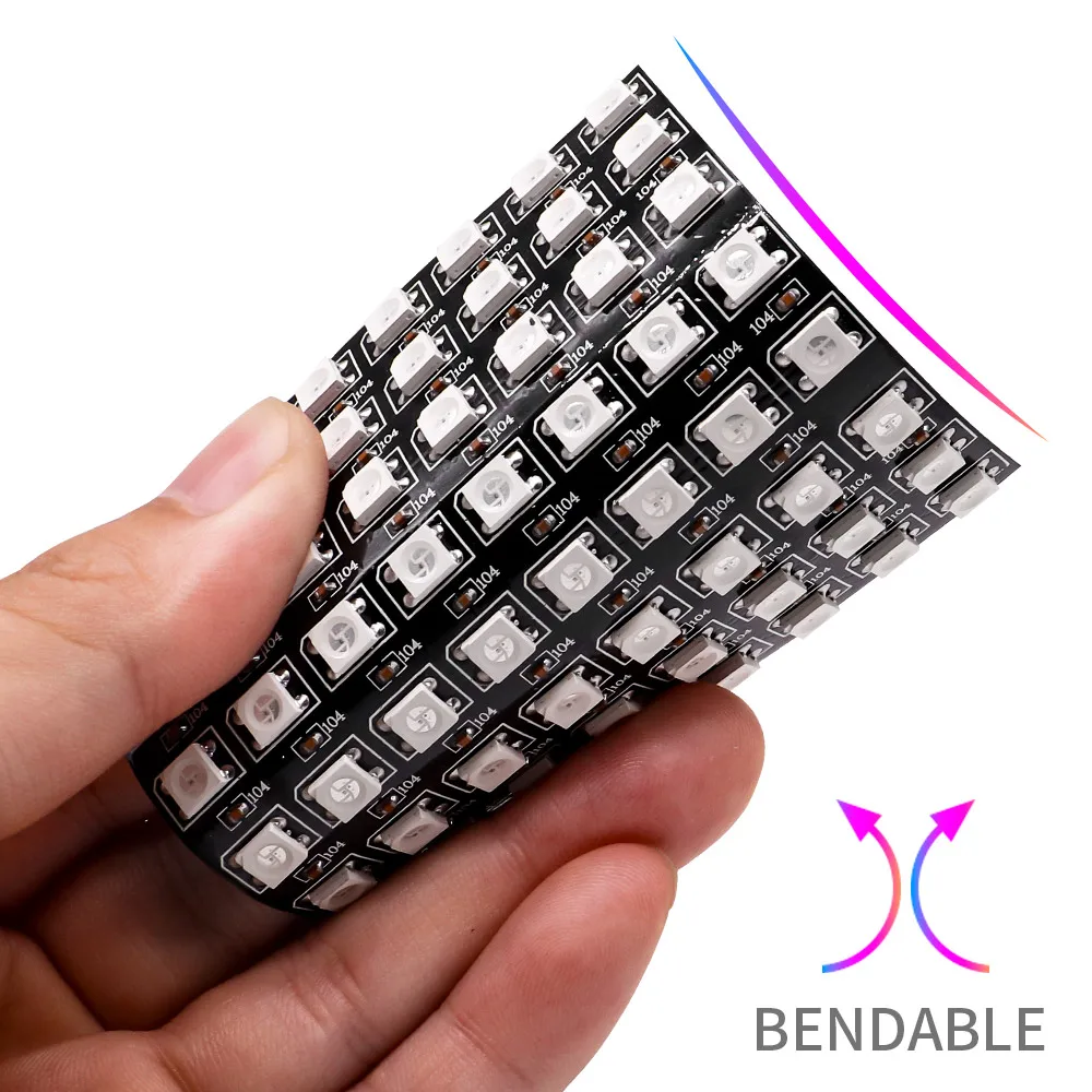 1-10Pcs WS2812B 5050 RGB Flexible 8X8 16X16 8X32Leds Pixel Matrix Screen Panel WS2812 Individually Addressable IC Strip Light 5V