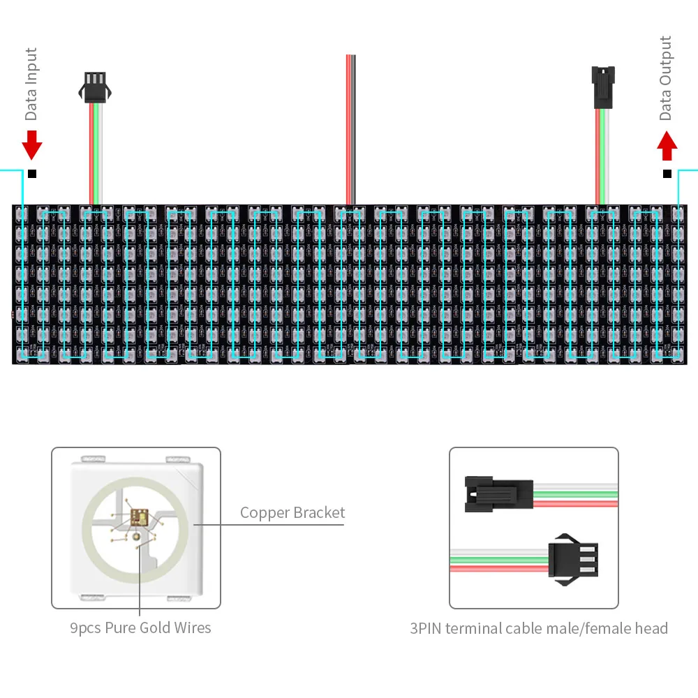 1-10Pcs WS2812B 5050 RGB Flexible 8X8 16X16 8X32Leds Pixel Matrix Screen Panel WS2812 Individually Addressable IC Strip Light 5V