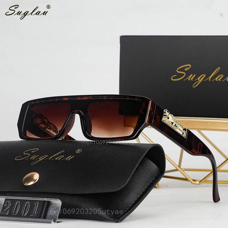 SUGLAU Leopard Rectangle Women's Sunglasses Unisex Vintage Driving High Quality Sun Eyeglass Outdoors Sports Sun Glasses UV400