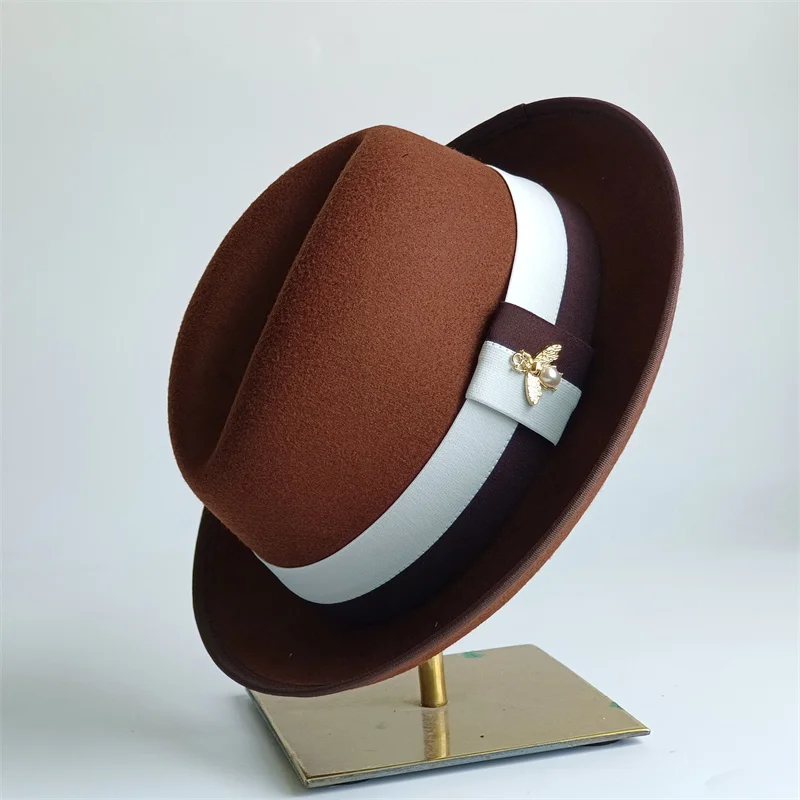 Caramel Retro Men's Fedora Spring Hat Unisex Men's Bow Women's Curved Brim Wide Brim Sun Hat Straw Hat Beach Hat sombrero hombre