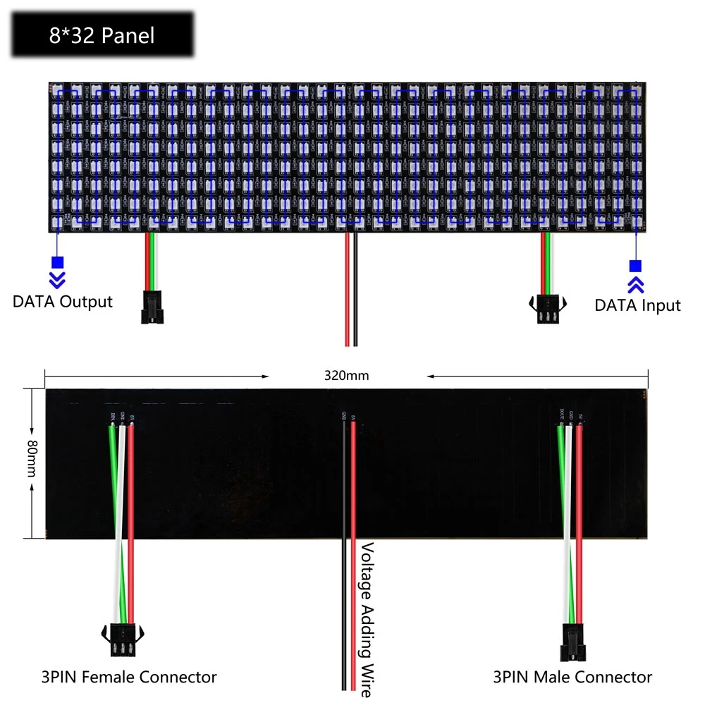 1~3PCS WS2812B RGB LED Flexible 8x8 16x16 8x32 Pixel Panel Strip Matrix Screen WS2812 Module Individually Addressable IC DC5V