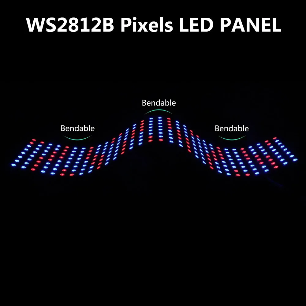 1~3PCS WS2812B RGB LED Flexible 8x8 16x16 8x32 Pixel Panel Strip Matrix Screen WS2812 Module Individually Addressable IC DC5V