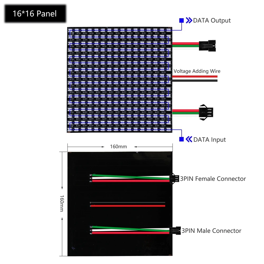 1~3PCS WS2812B RGB LED Flexible 8x8 16x16 8x32 Pixel Panel Strip Matrix Screen WS2812 Module Individually Addressable IC DC5V
