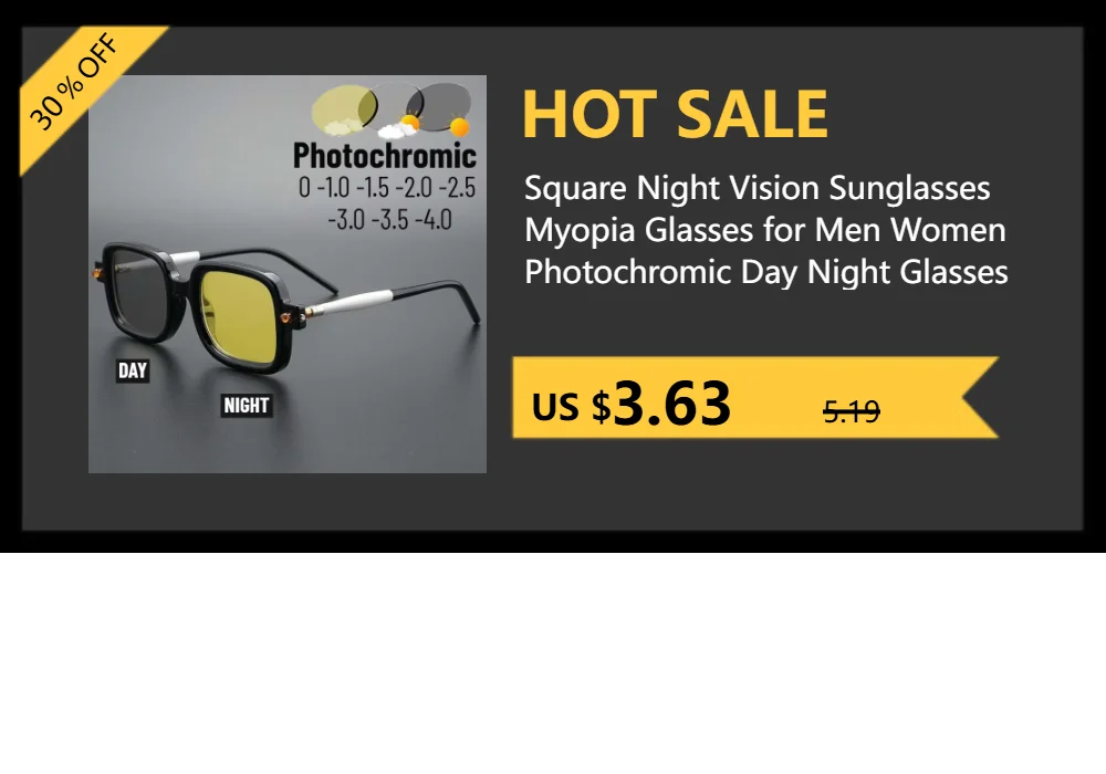 Vintage Women Men's Anti-Glare Driving Night Vision Minus Glasses Ultralight Square Frame Eyeglasses Retro Myopia Eyewear To-4.0