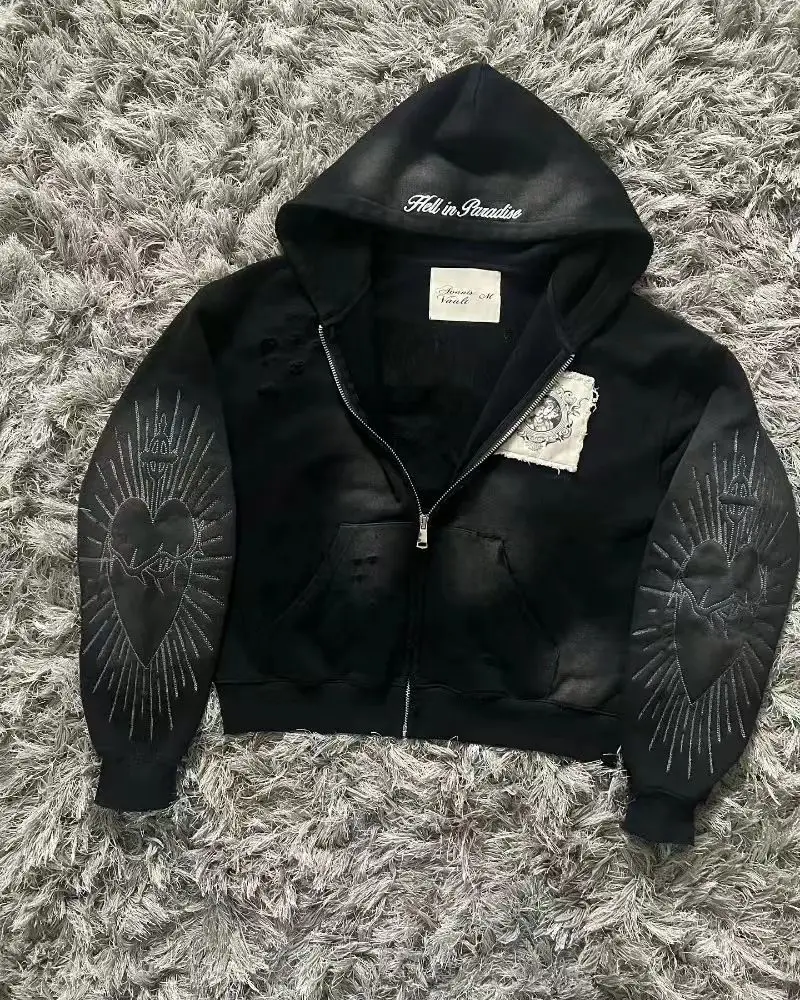 Juspinice Korean Fashion New Printed Hoodie Short Hoodie 2025 New Versatile Zipper Cardigan Jacket Male Clothing