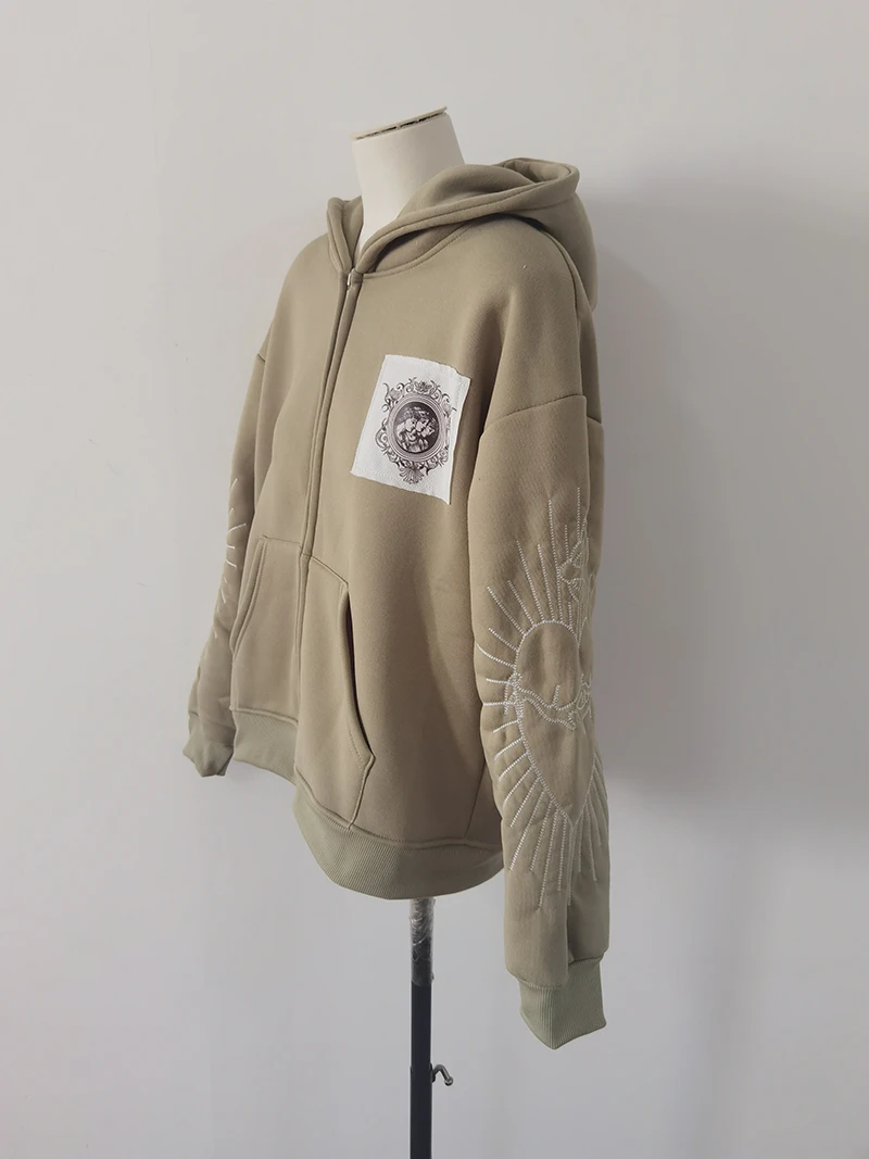 Juspinice Korean Fashion New Printed Hoodie Short Hoodie 2025 New Versatile Zipper Cardigan Jacket Male Clothing