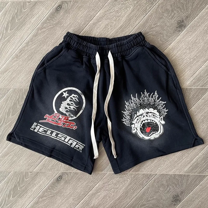 European and American Pure Cotton Flash Printing Casual Sports Men's and Women's Washing Shorts