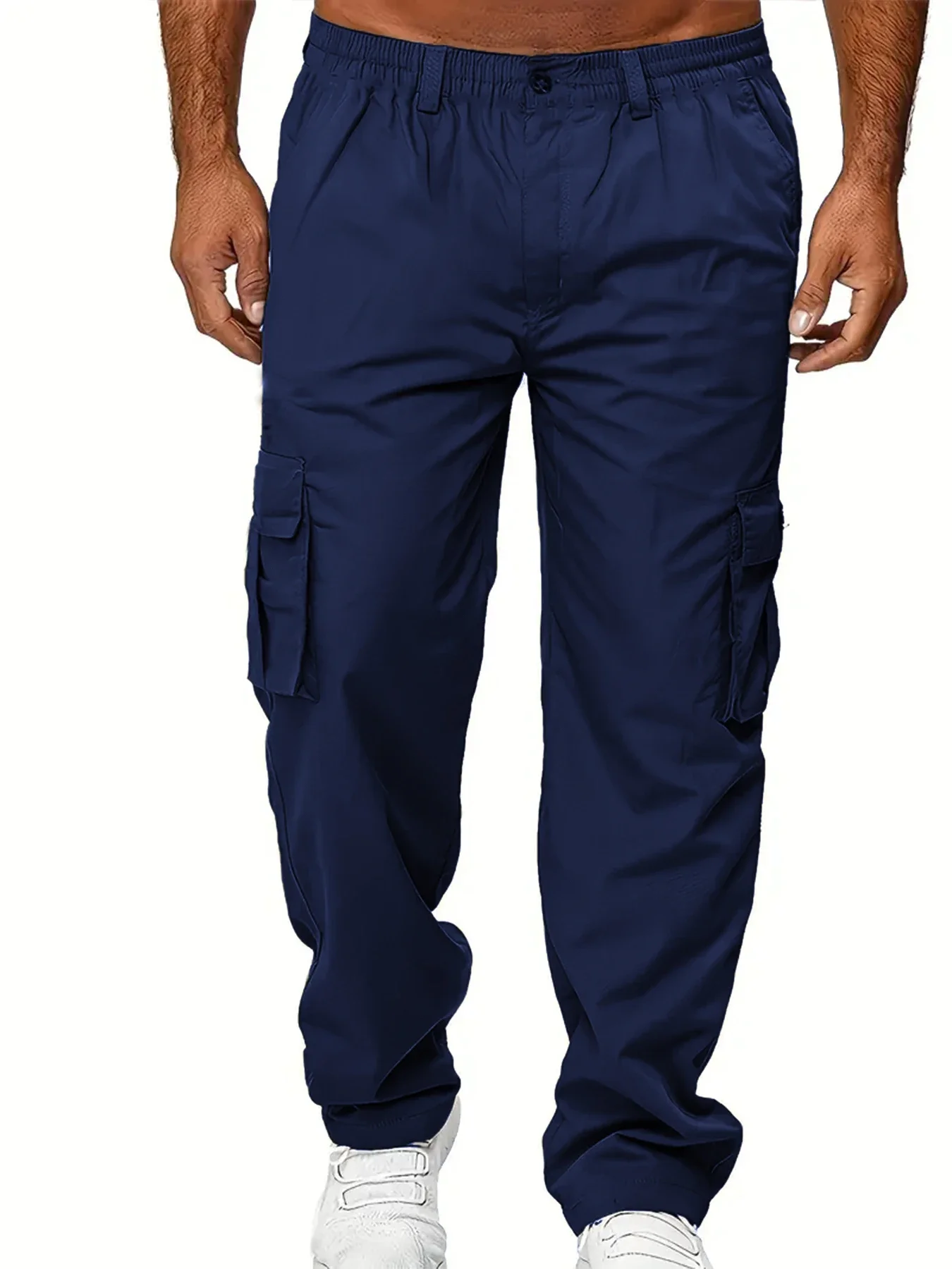 Men's Cargo Pants Sweatpants Outdoor Loose Straight Long Trousers Summer Casual Multi-Pocket Durable Workwear Male Trousers
