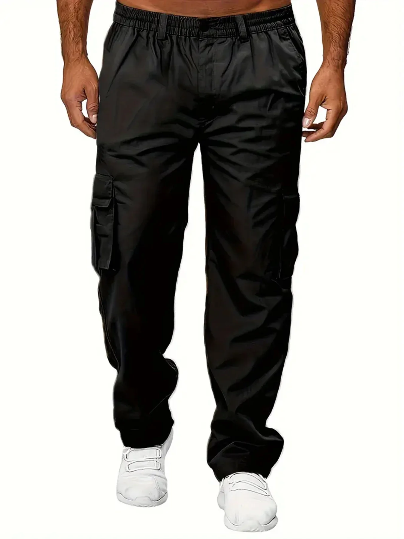 Men's Cargo Pants Sweatpants Outdoor Loose Straight Long Trousers Summer Casual Multi-Pocket Durable Workwear Male Trousers