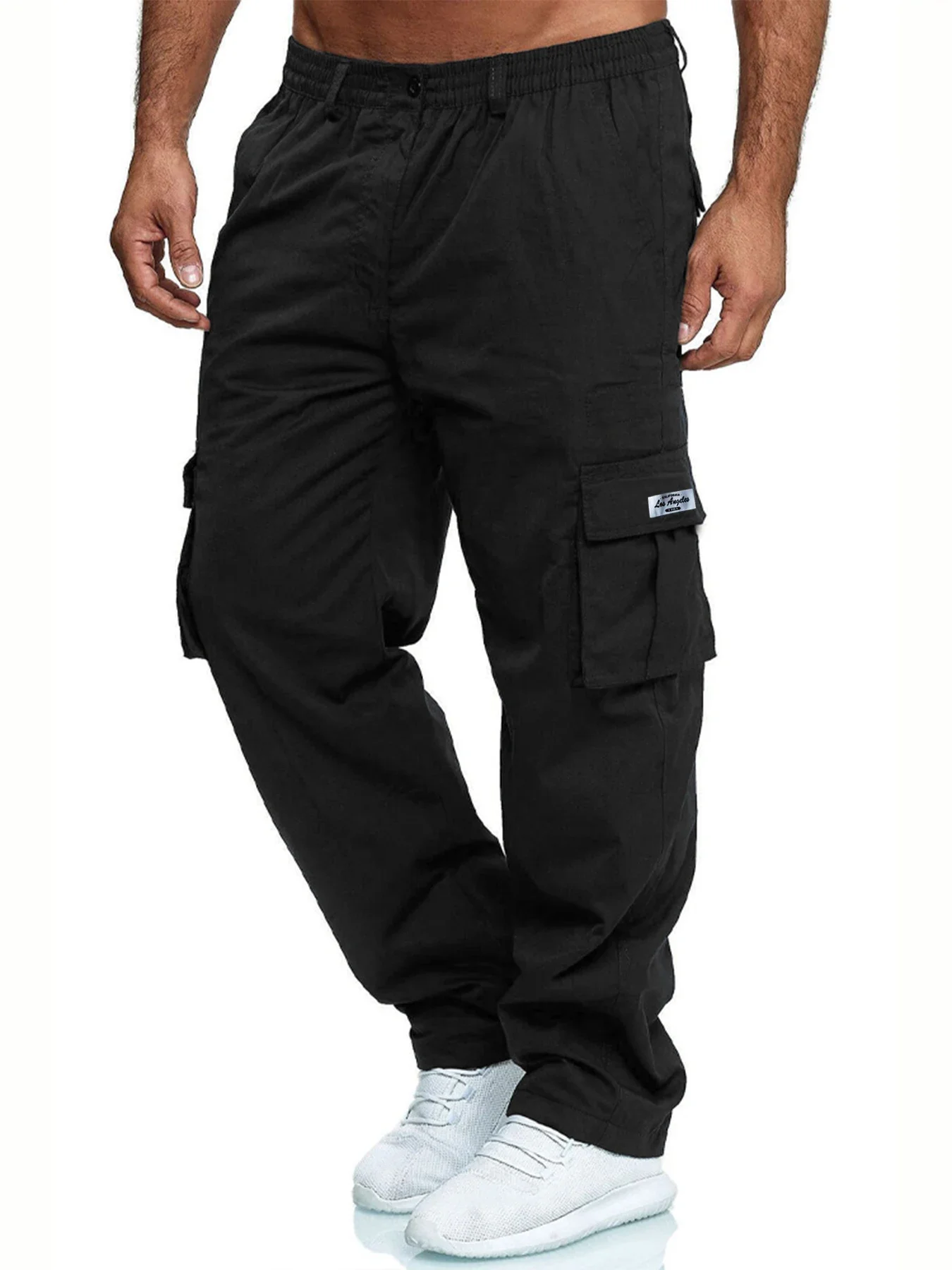 Men's Cargo Pants Sweatpants Outdoor Loose Straight Long Trousers Summer Casual Multi-Pocket Durable Workwear Male Trousers