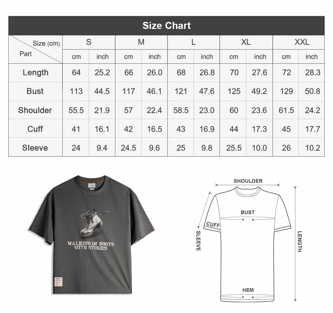 Maden Men's T-shirt Heavyweight Vintage Graphic Printed Crewneck Loose Oversized Short Sleeve Summer Tee Outdoor Streetwear