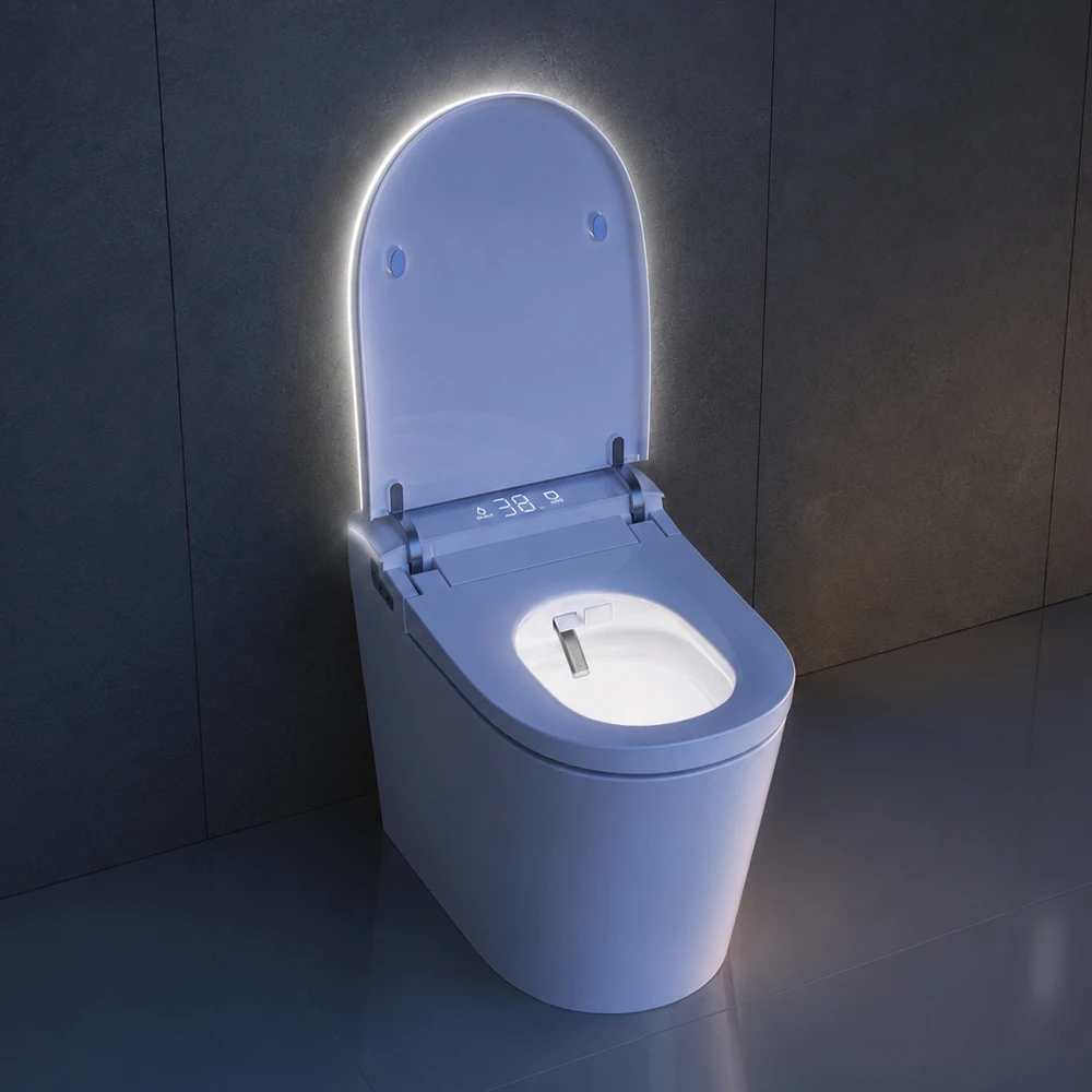 Sanyipace One-piece Smart Toilet Seat and Bidet GFCI 110V Electrical Safety Standard Auto Flush Toilet Warm Water Cleaning Foot Kick Touchless Operation Toilet