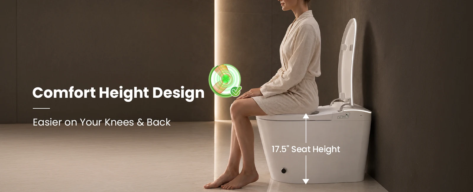 Sanyipace One-piece Smart Toilet Seat and Bidet GFCI 110V Electrical Safety Standard Auto Flush Toilet Warm Water Cleaning Foot Kick Touchless Operation Toilet