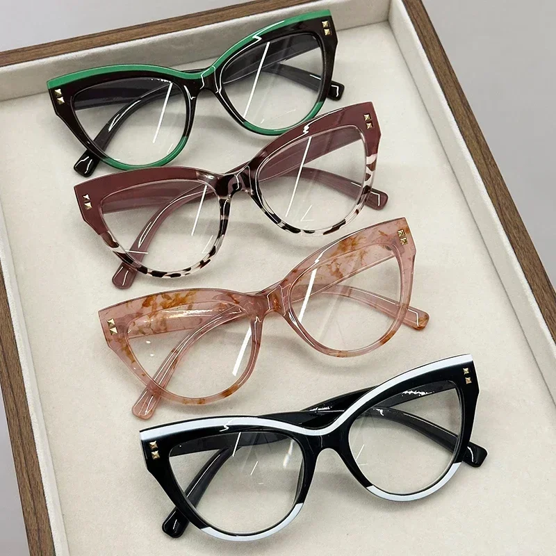 Women's Fashion Oversized Reading Glasses Unisex Luxury Design Presbyopia Plus Diopters Vintage Cat Eye Unisex Glasses