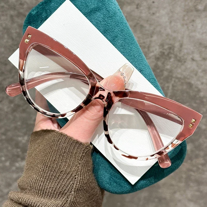 Women's Fashion Oversized Reading Glasses Unisex Luxury Design Presbyopia Plus Diopters Vintage Cat Eye Unisex Glasses