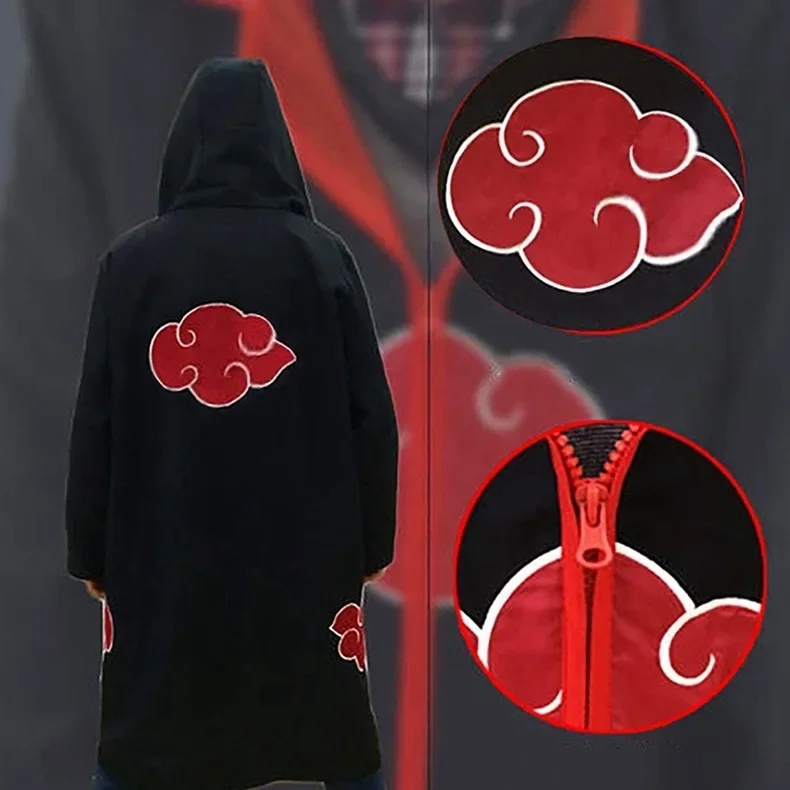 Anime Ninja Cosplay Akatsuki Cosplay Costume Uchiha Itachi Red Cloud Cloak Robe Cloak Headband Props Halloween Clothe