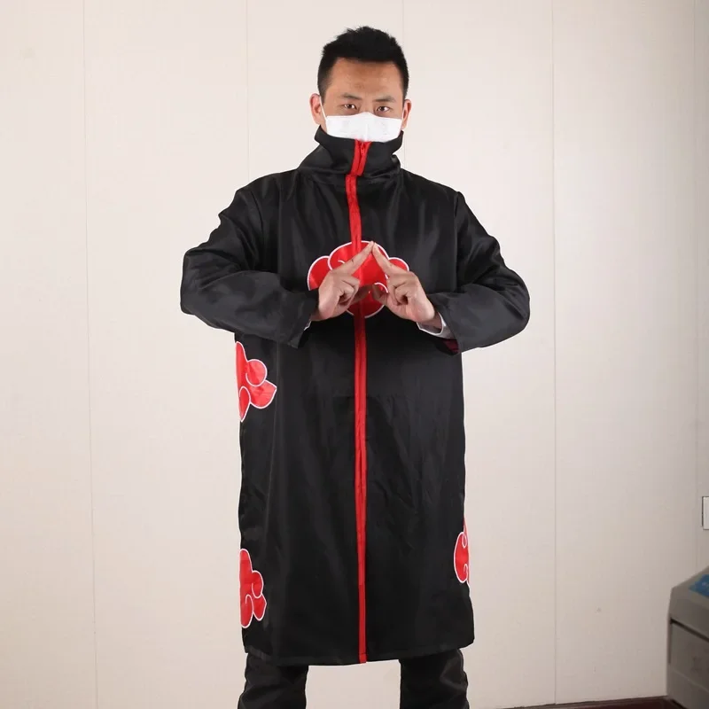 Anime Ninja Cosplay Akatsuki Cosplay Costume Uchiha Itachi Red Cloud Cloak Robe Cloak Headband Props Halloween Clothe