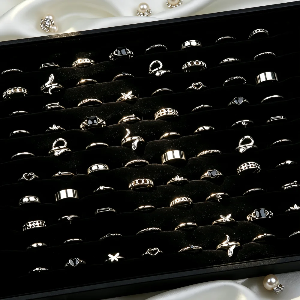 27Pcs/Lot New Fashion Rings For Women Geometry Heart Trendy Elegant Exquisite Charm Mix Style Jewelry Daily Holiday Party Gifts