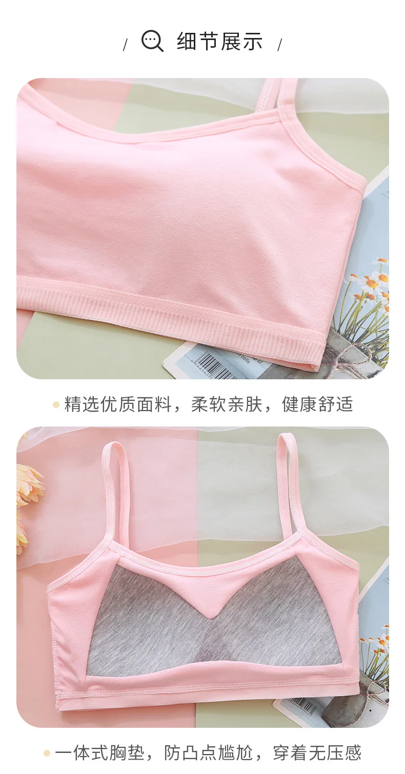 Adolescence Girls Brassiere Fixed Inner Pad Children Breast Care Girl Bra 8-16 Years Cotton Girl Underwears Bra For Teenage Girl