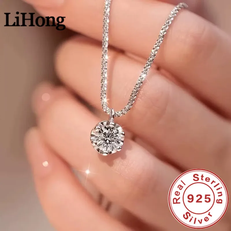 Moissanite 925 Necklaces for Women Unique Design Sparkling Cauliflower Chain with Diamond Pendant Dainty Party Jewelry Gift